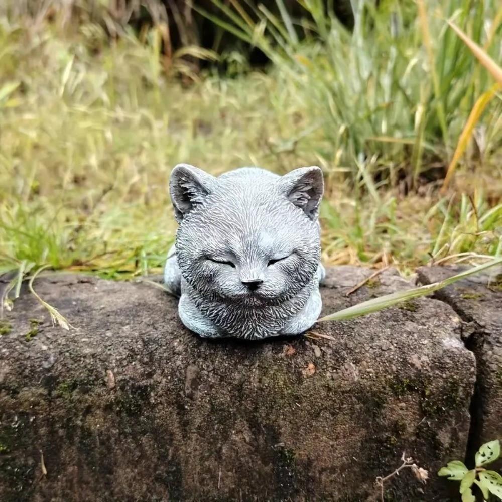 Unique Cat Statue Realistic Art Figurines Ornaments Garden Decoration Animal Figurines Home Decor