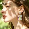 Cute Glitter Accessories 1 Pair Back to School Earrings, Colorful Acrylic Letter Dangle Creative Season Jewelry Drop First Day of Appreciation