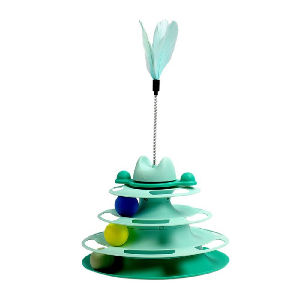 

Detachable Cat Tower Tracks Plastic Cat Turntable Roller Balls Relieve Anxiety зелёный