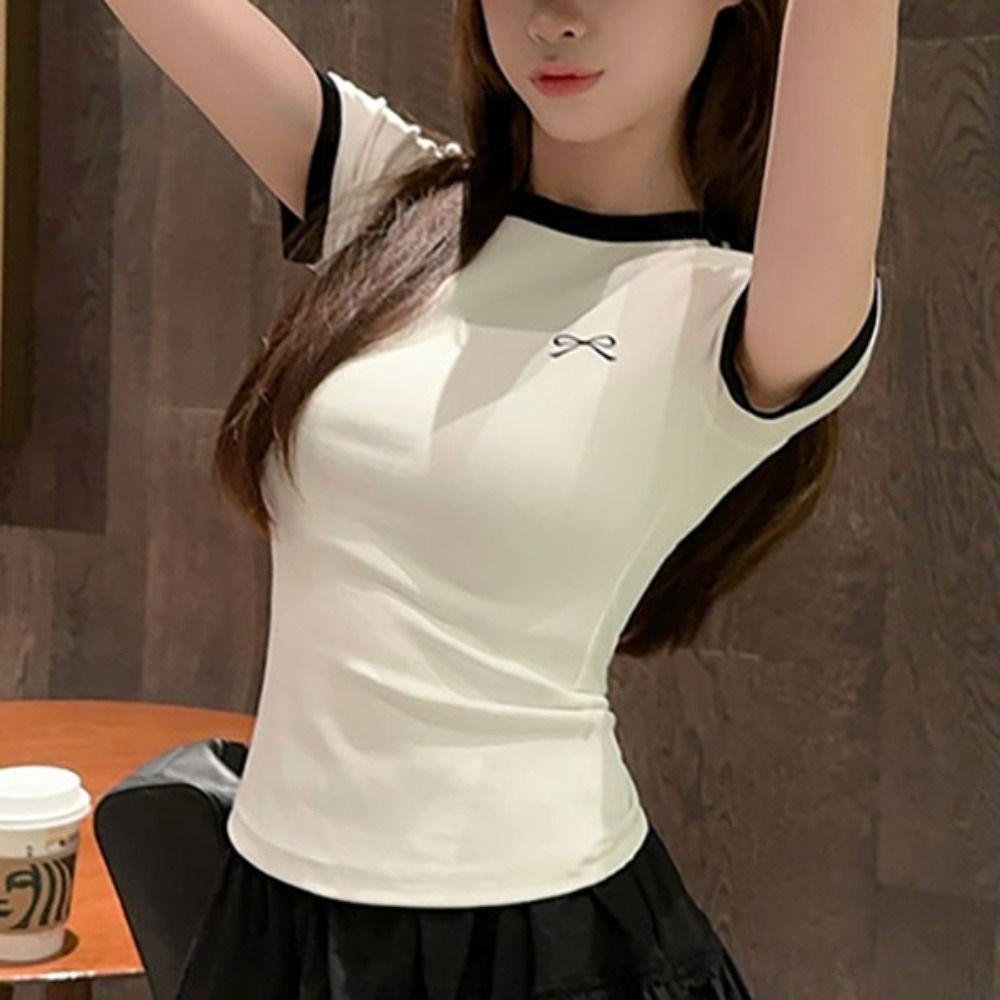 

Stripe Y2K Bowknot Crop Tops Embroidery Bow Printted Tank Top Sweet Girl