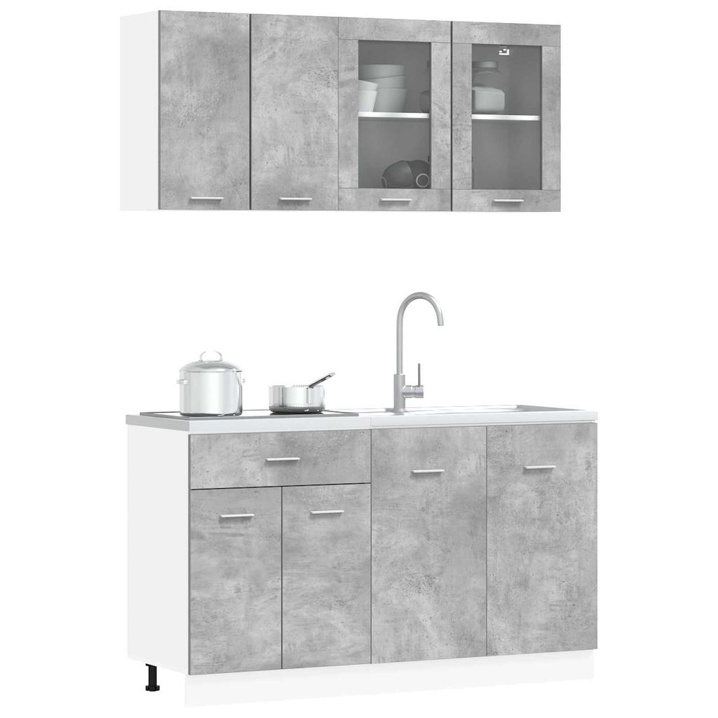 Kitchen Unit Lyon 4 Pcs Concrete Grey Wood Based Material