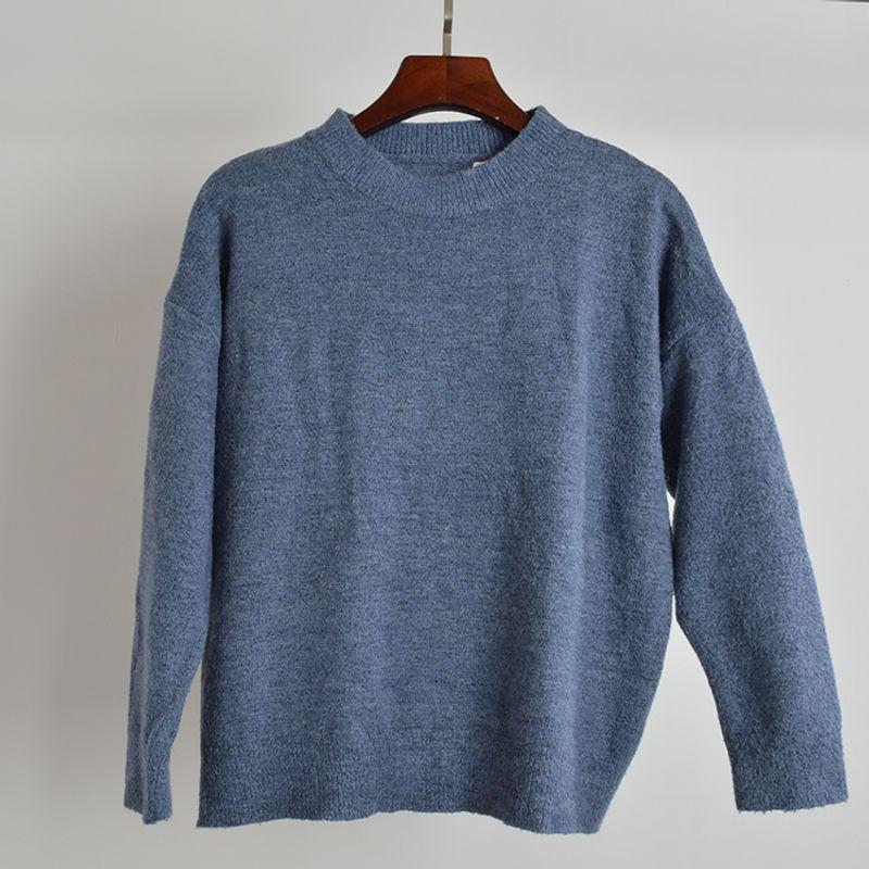 Fall and Winter New Arrival Pullover Round Neck Ripped Long Sleeves Knitting Sweaters Women's Clothing Loose Slimming Sweater Tops Outside