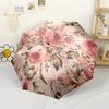 Rabbit And Floral Garden Illustration Portable Automatic Umbrella With 8 Rib Durable Plastic Iron For Outdoor Daily Use Stylish Accessory Birthday