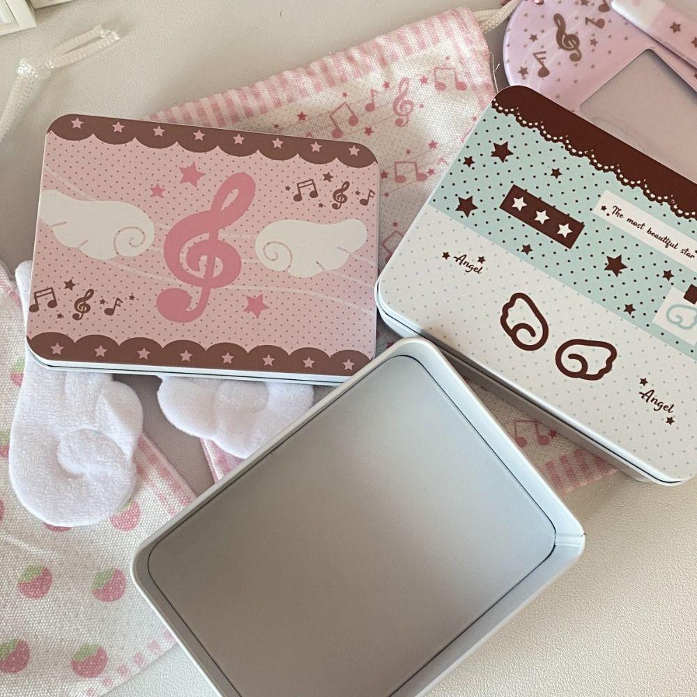 

Large Capacity Tin Box Rectangular Jewelry Organizer New Kpop Photocards Storage Case рожевий
