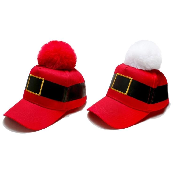 Christmas Baseball Hat Unisex Cosplay Costume Lovely Bobbles Santa Hat Stage Props Hat Festival Headwear for Adult Teens