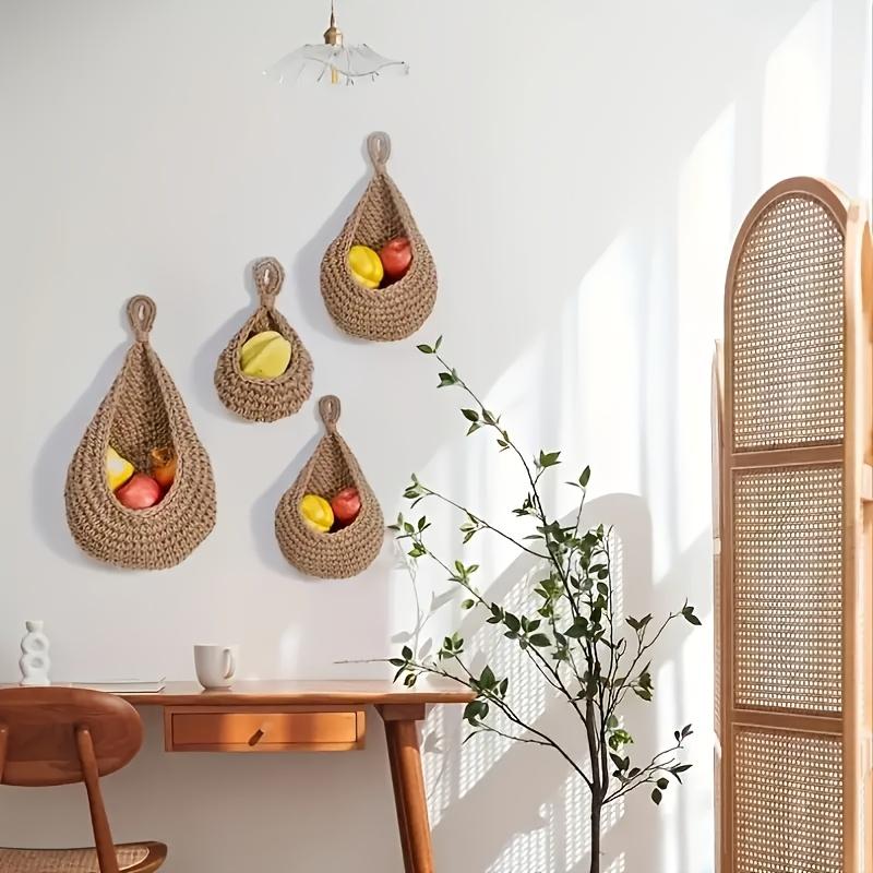 3pcs Bohemian McLaren Wall Mounted Basket for Kitchen, Garlic and Onion Rack, Dining Room Decorative Organizer
