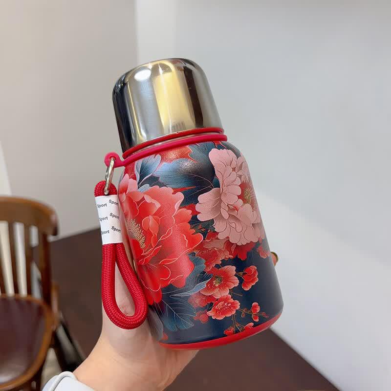 OLOEY Chinese Peony Red Insulated Water Bottle