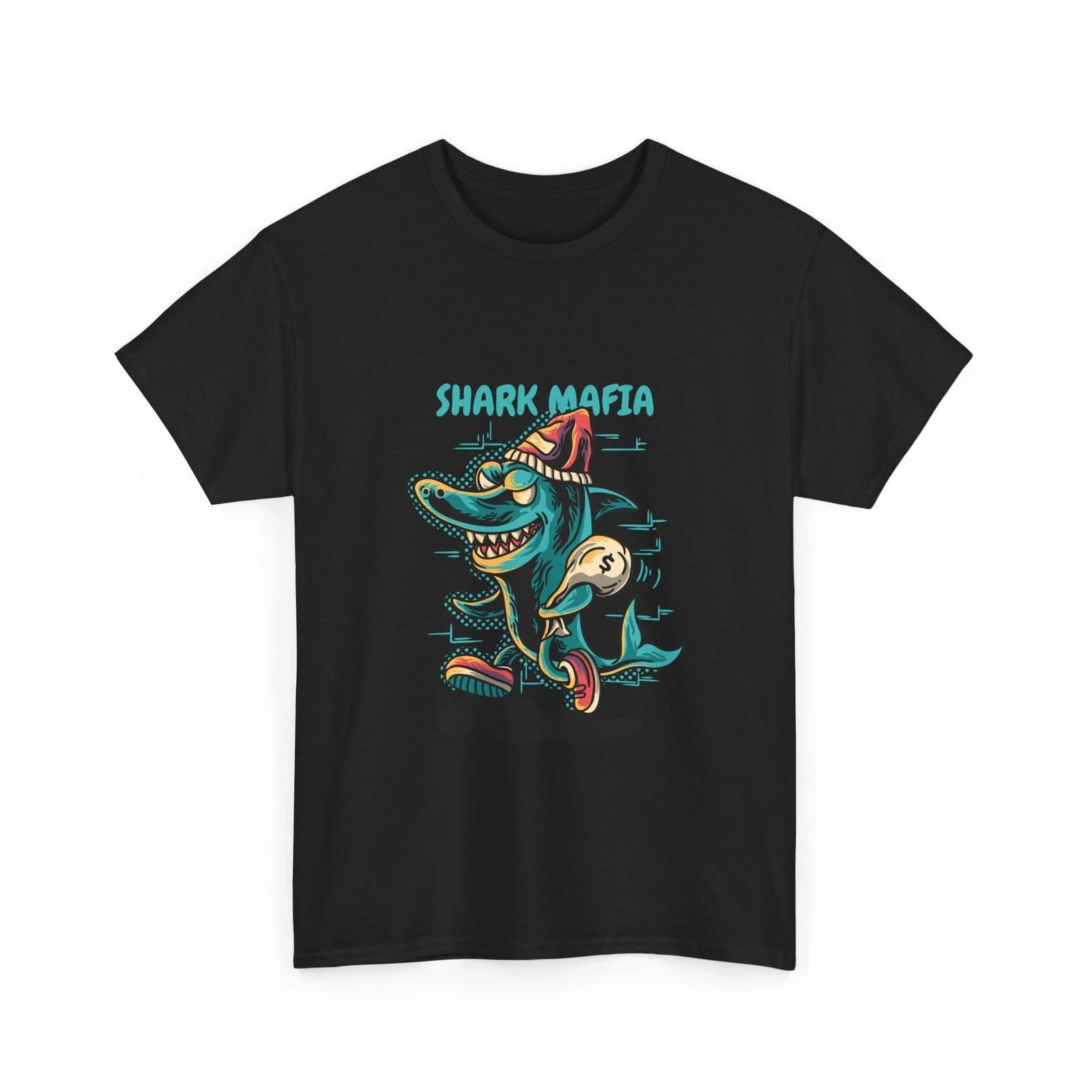 Shark Mafia Graphic Tee | Shark Holding Money Bag, Vintage Mobster Design, Funny 3XL