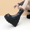 Super high heel thick-soled short boots women's white boots small man height-increasing and thin short thin boots
