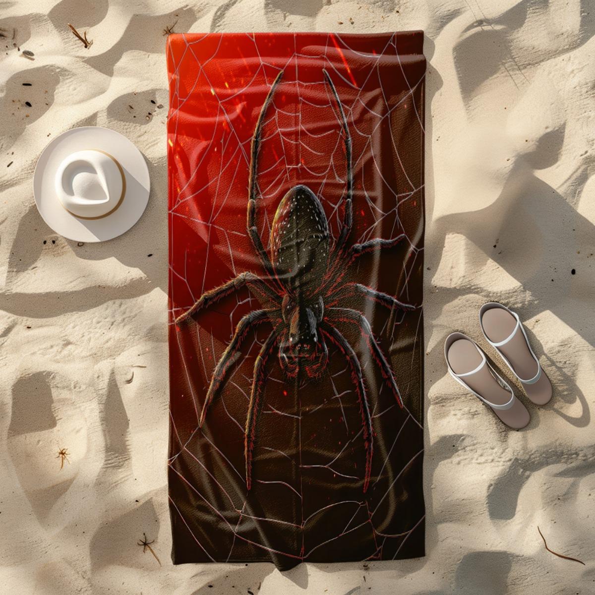 

1 Piece Red Spider Web Pattern Beach Towel, Perfect for Beach, Party, Travel & Camping Use W30*H60(CM)