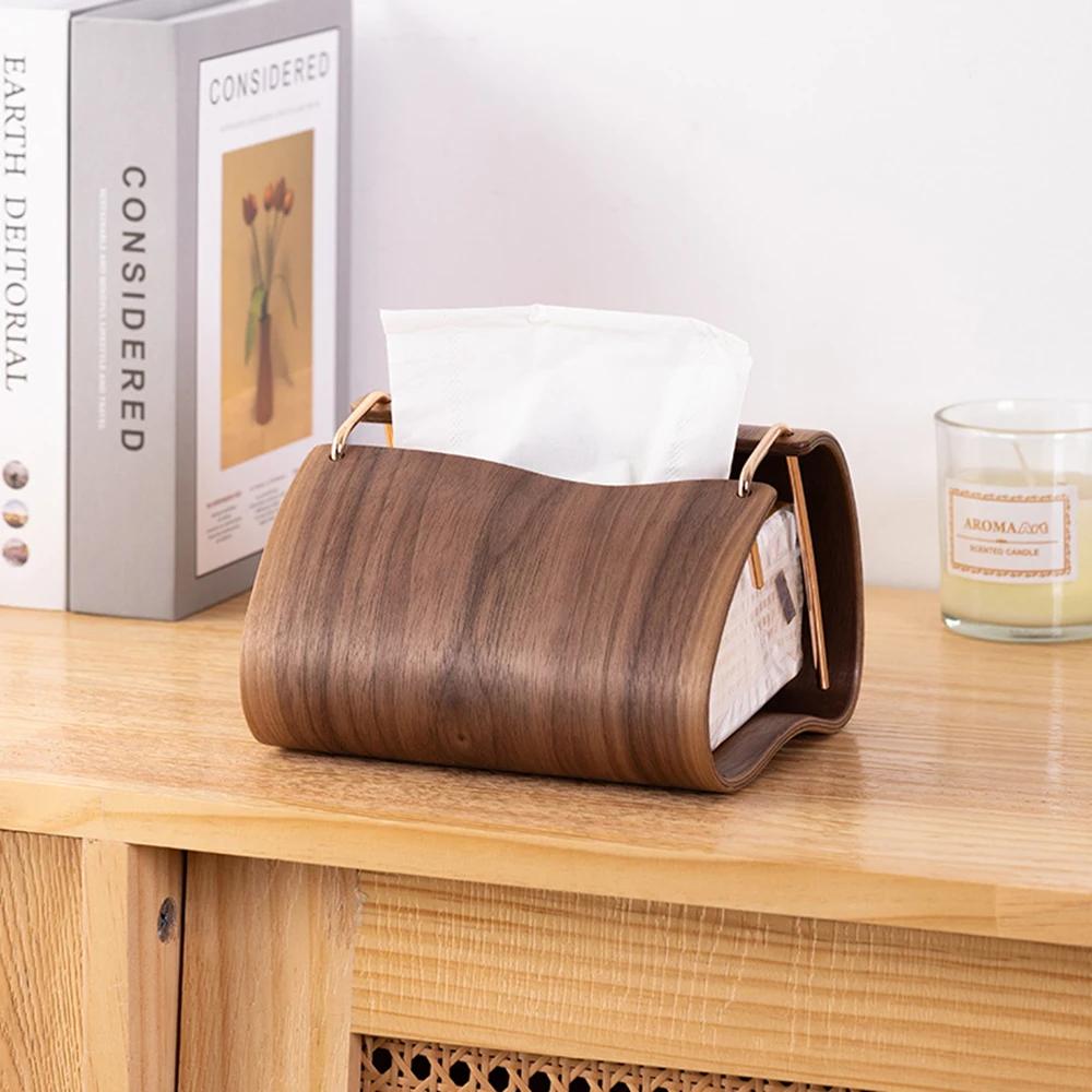 Cutie de șervețele din lemn de nuc, cutie de hârtie pentru masă, cutie de depozitare pentru birou, cutie de șervețele din lemn retro, ornamente pentru casă, luxoasă, pentru living room