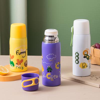 Nueva olla portátil creativa para niños con tapa, taza de regalo para estudiantes masculinos y femeninos, taza térmica de acero inoxidable que rebota
