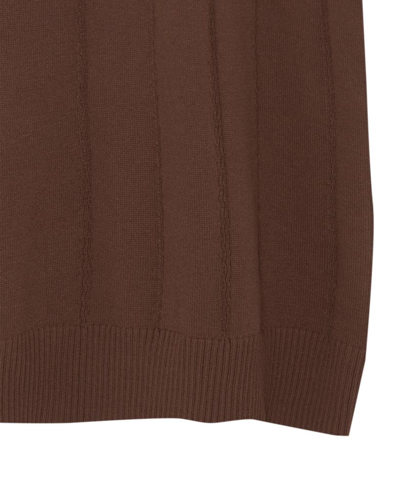 IRONYPORNO WHITELINE 86-Iro354 Multi-Stripe Snap Collar Short Sleeve Knit Brown