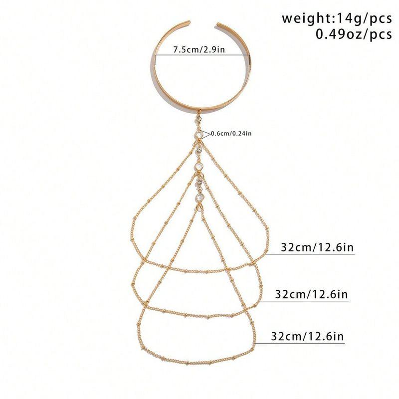 Fashion Wind Upper Arm Ornament Fashion Sexy Multi-Layer Rhinestone Chain Tassel Open Arm Ring Bracelet Women's Accessories