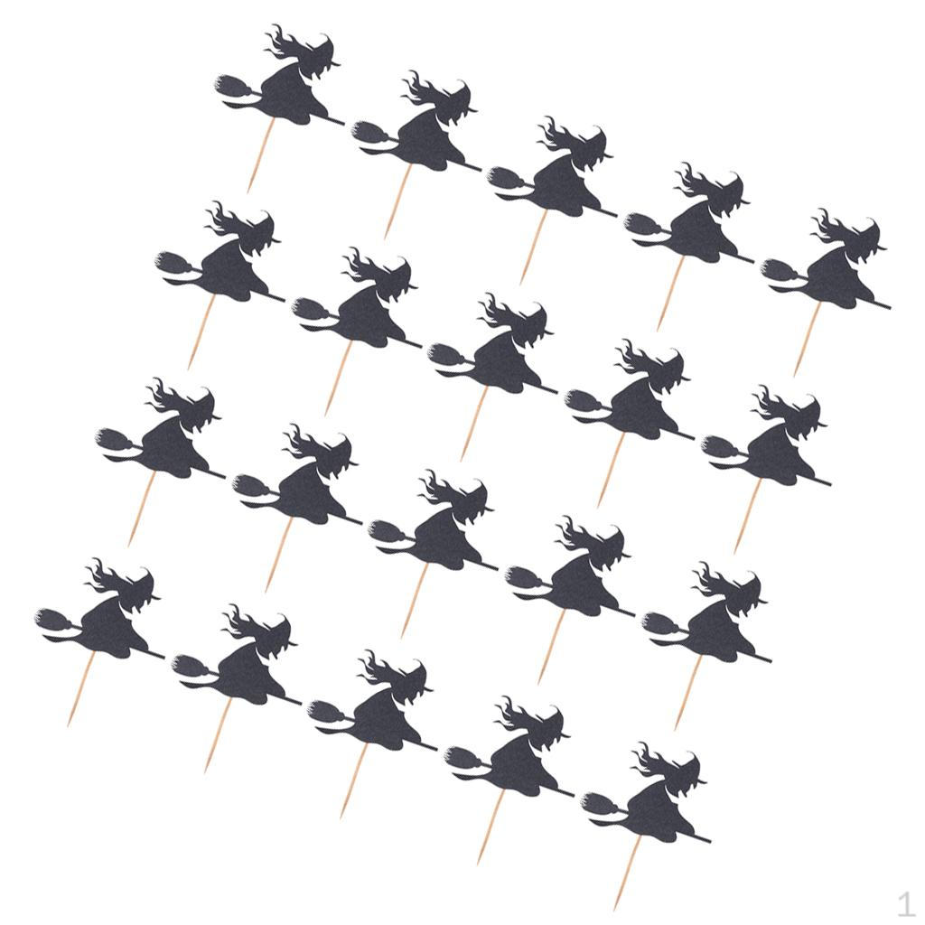 Halloween Witch Broom Cupcake Picks Toppers Party Decoration