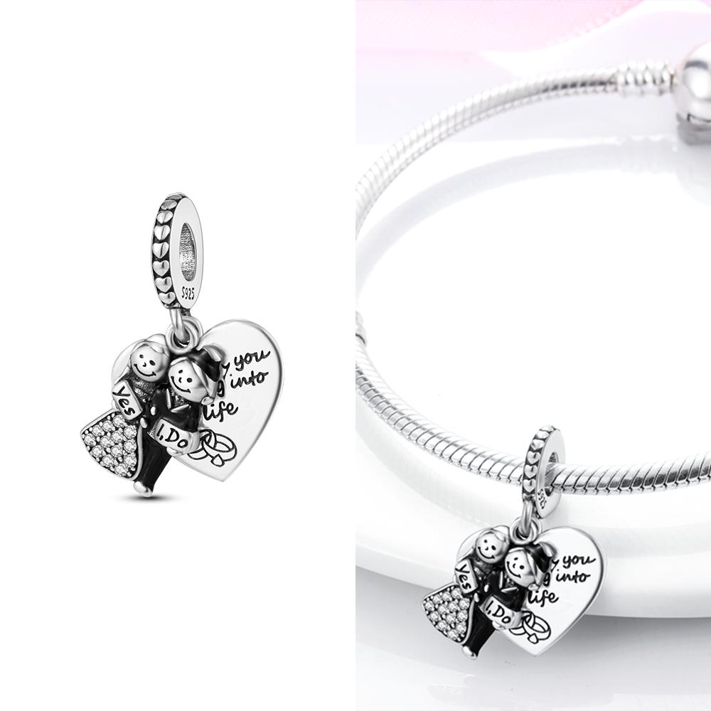 Pink Family Love Heart Charm Original Copper Beads Fit Pan Bracelet Diy Sister Mother Friendship Pendant Fine Gift Jewelry