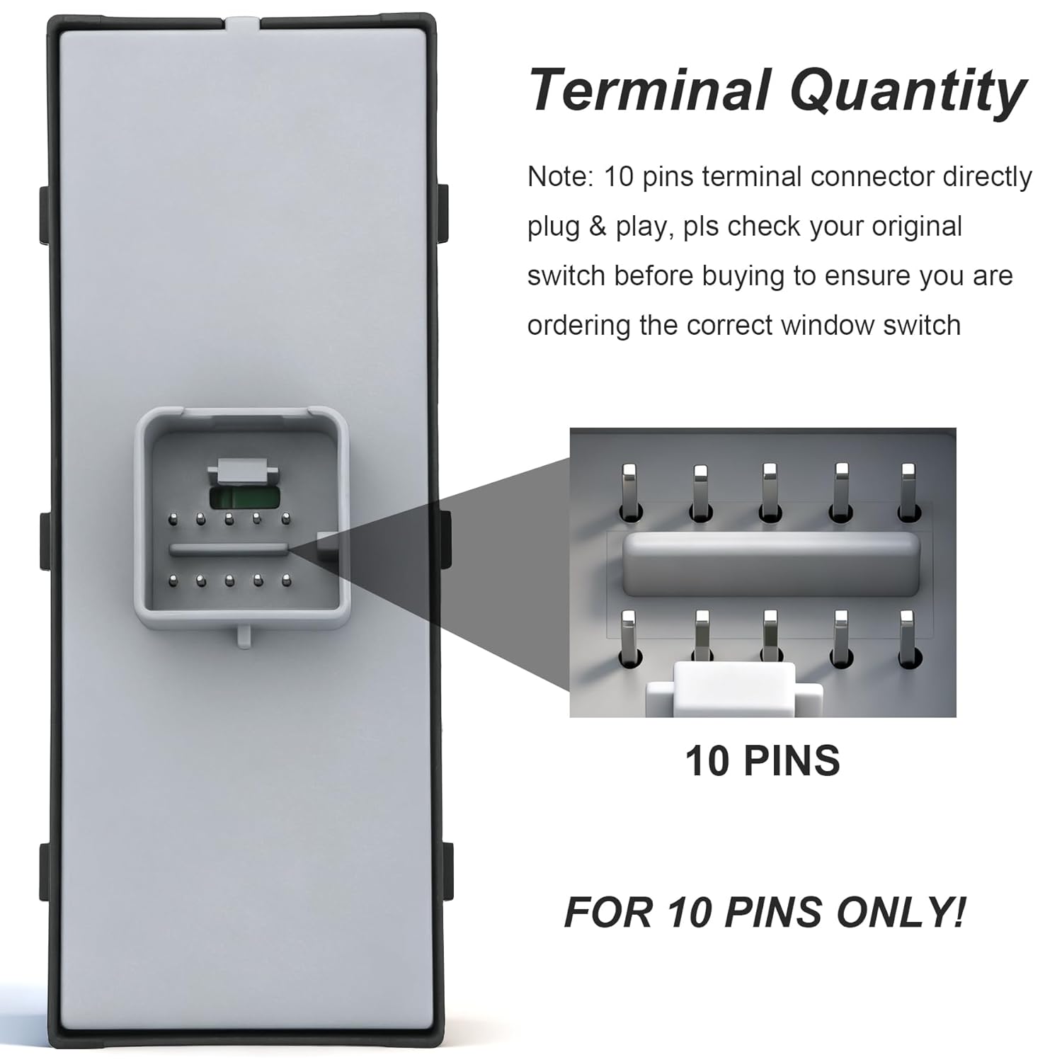Driver Side Master Power Window Switch, Replaces 5ND959857, Compatible with Volkswagen Jetta 2011-2016, Golf 2010-2013, Tiguan 2009-2017, Passat
