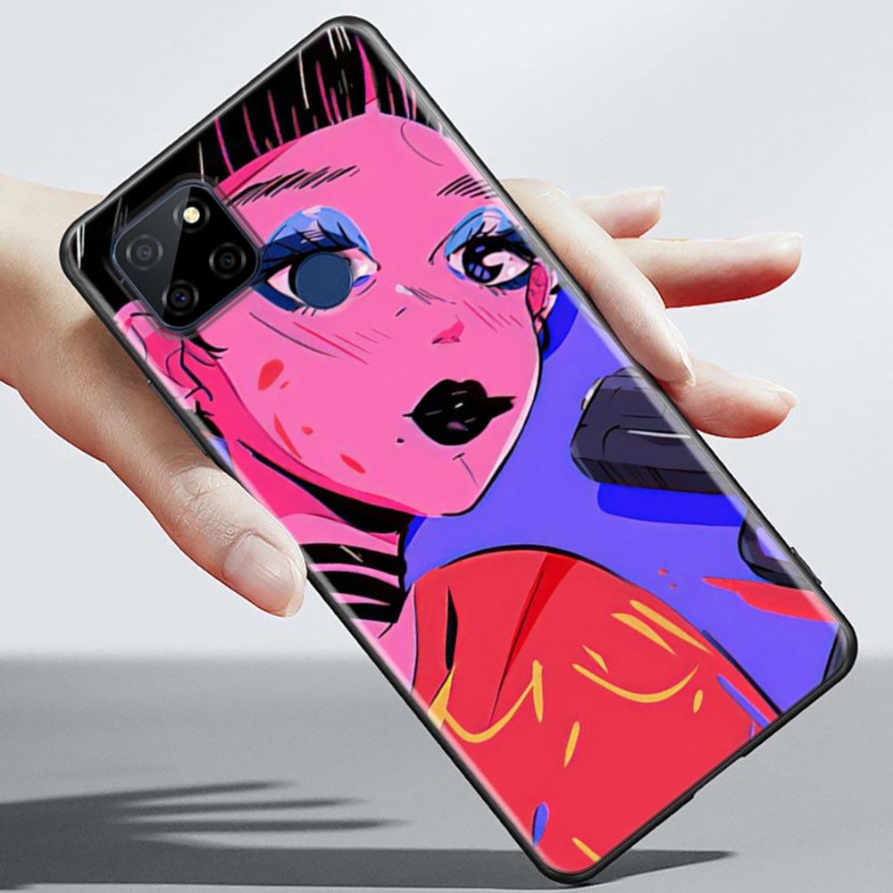 

Супер милый чехол для телефона с аниме для девочек для OPPO Realme 5 6 7 7i 8 8i 9 9i V25 F9 F17 F19 5G 4G Pro Narzo Speed, черный мягкий чехол, Чехлы F9 F9 Pro