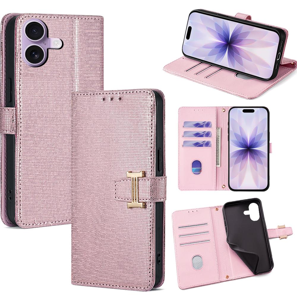

For iPhone 17 Case Metal I-Buckle PU Leather Wallet Phone Cover