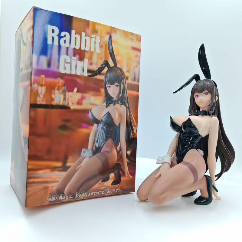 Spot Anime Fina Rabbit Girl Figure Kneeling Pose Black Latex Outfit Purple Eyes Collectible Car Dashboard Decor For Anime Lovers