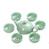 Zhentao 7-Piece Celadon Ceramic Tea Set with Koi Fish Cups