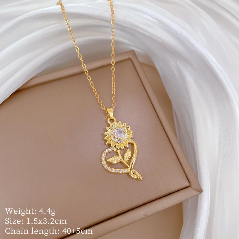 Copper Micro-Inlaid Necklace Women'S Copper Micro-Inlaid Real Gold Electroplating Simple And Exquisite Collarbone Chain Neck Chain