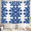 Blue Abstract Stripes Wall Tapestry,Modern Wall Hanging Large Tapestry Decoration Polyester Fiber White Hem Around for Dorm Room