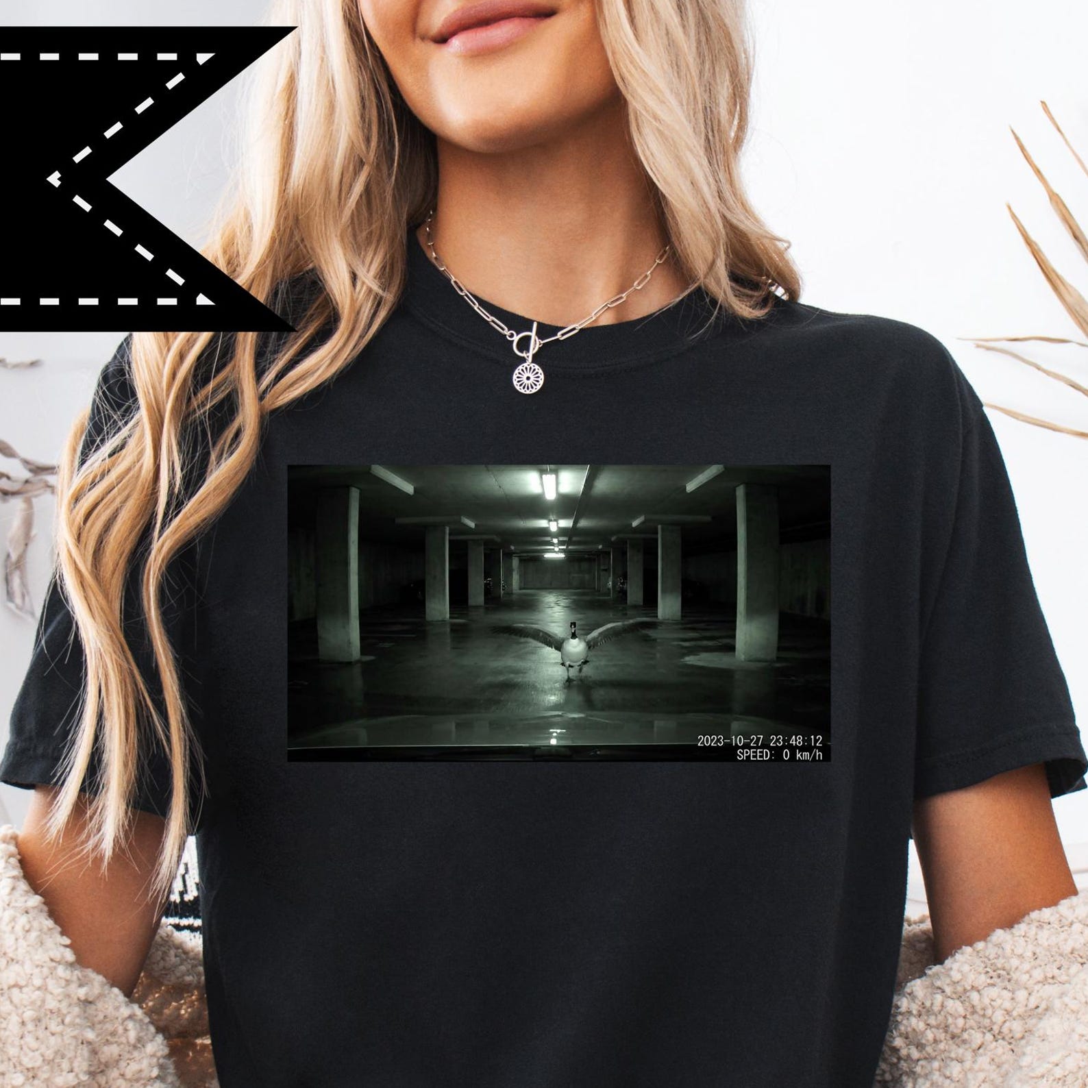 Threatening Goose Chase Tee, Parking Garage Fever Dream, Comfort Colors® Edgy Meme T Shirt S