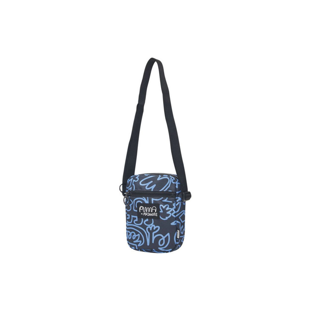Puma X Mr Doodle Collaboration Graffiti Print Fabric Crossbody Bag Men bags Blue 077966-01 Blue