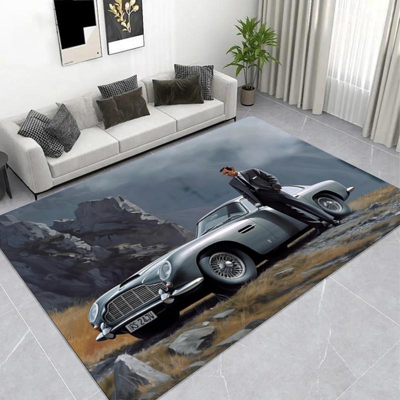 Spy Agent Suit Style Printed Area Rug, Non-Slip Living Room Floor Mat Home Decor