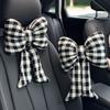 Grid Pattern Bowknot Pillows Plaid Interior Car Seat Cushion Bow Shape Pillow  Adults Use