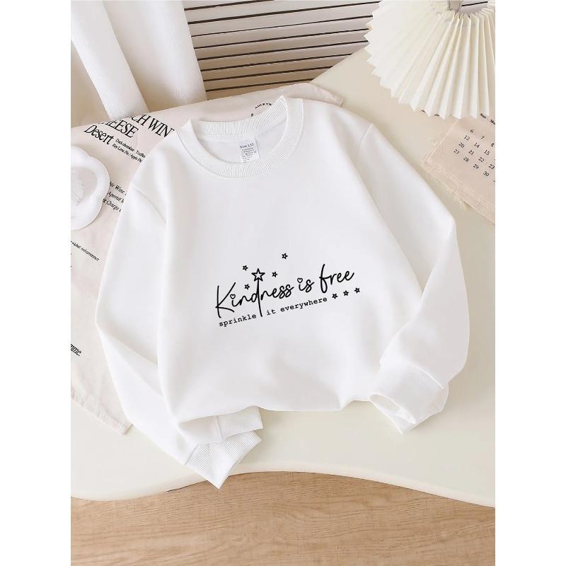 European sizes Kids Crewneck Sweatshirt - Kindness Is Free Sprinkle It Everywhere , Sportswear And Casual Wear, Soft And Comfortable 110 белый