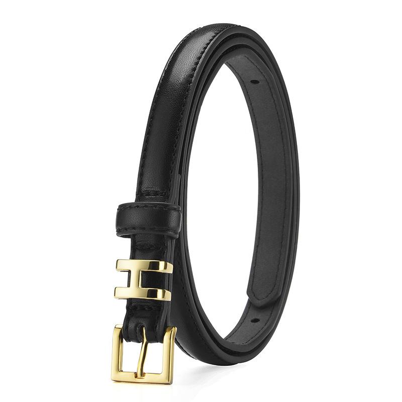 Small Belt Women'S Simple Thin Belt Women'S Decoration High-End Jeans Belt Narrow Trendy Black