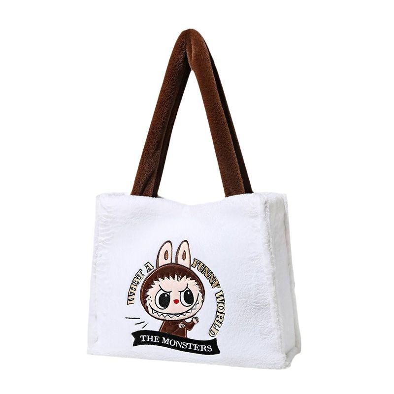 Labubu plush tote bag large capacity cute single crossbody commuter bag girls gift bag