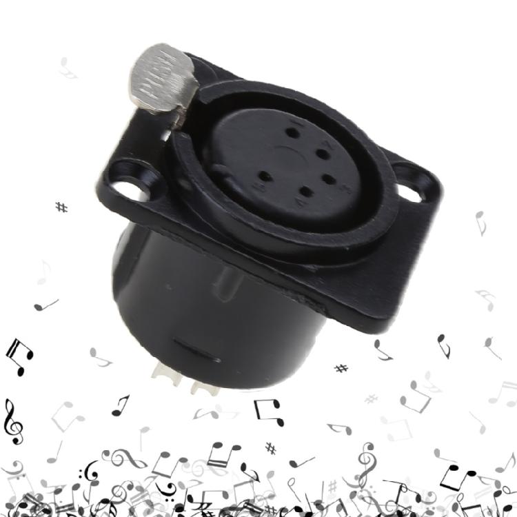 5-core XLR Connector Female Jack Socket Panel Mounted Type Square Shape Base