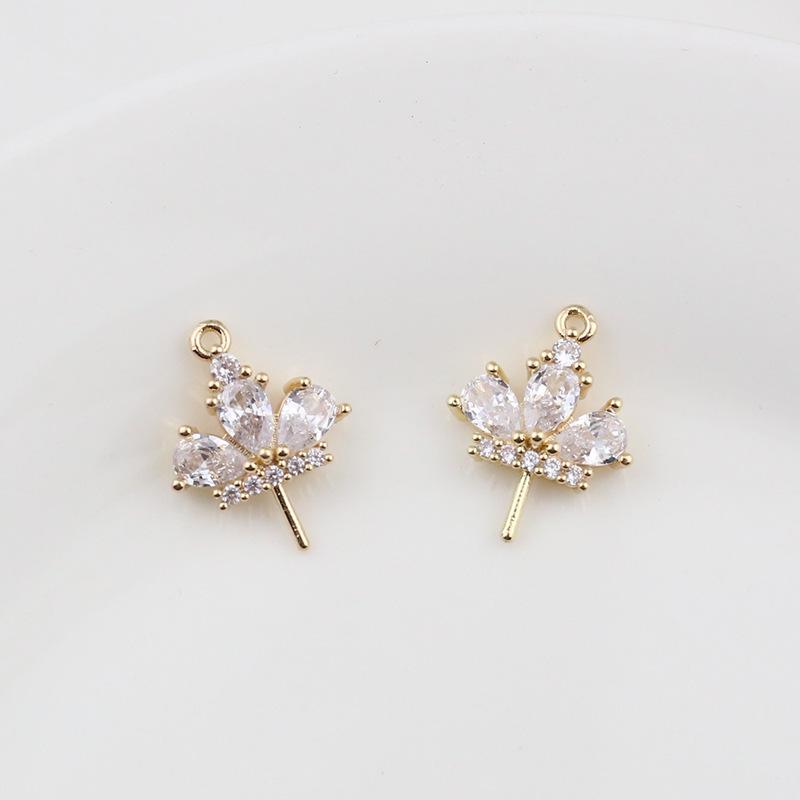 18k Copper Crown Mermaid Tail Earrings with Zircon, Small Wings, and Pearl Pendant