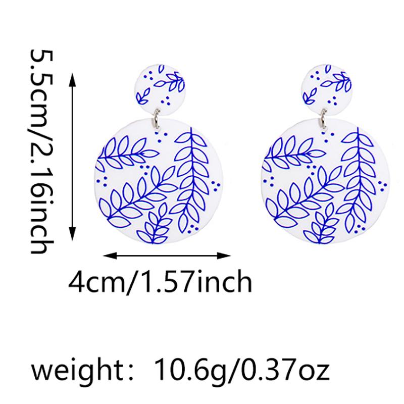 Vintage Blaue Und Weiße Porzellanohrringe Chinesischer Stil Wellenpunkt Elegante Geometrische Ohrringe Damen Ohrschmuck