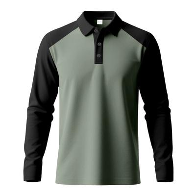 American Autumn and Winter Men's Polo Shirt Color Matching Golf Lapel Long-sleeved T-shirt Bottoming Shirt
