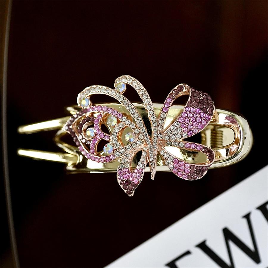 Fashionable Light Luxury High-end Rhinestone Pearl Clip Hairpin Women's Elegant Temperament Glass Black Gray Hairpin Strap