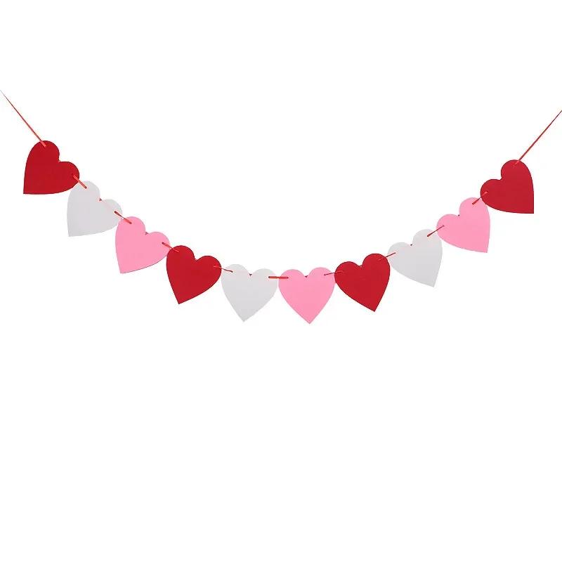 Valentinstag Hängende Banner Girlande Wimpelkette Rotes Herz Papierbanner Türhänger Schmuck Hochzeit Geburtstag Party Dekoration