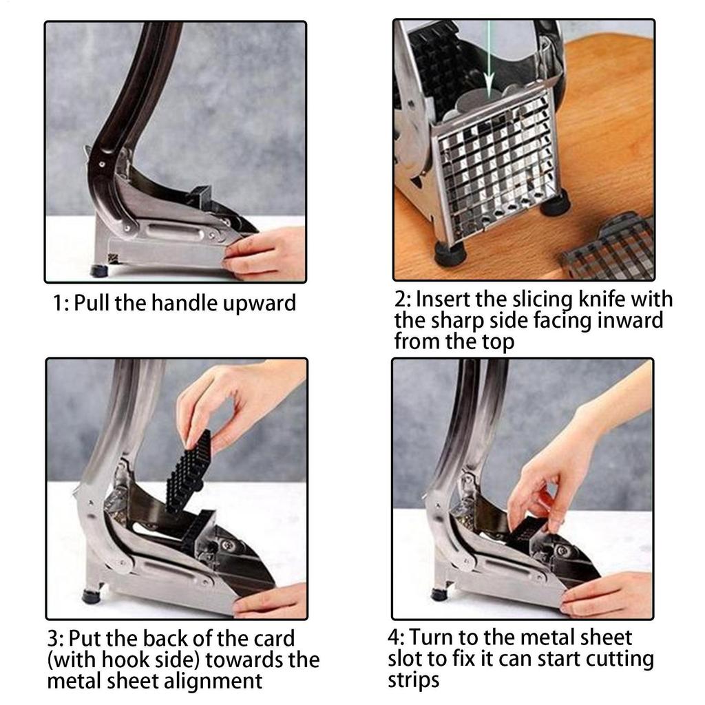 Vegetable Fruit Chopper French Fry Cutter Stainless Steel French Fry Replacement Cutter Potato Slicer Kitchen Gadget for Tomato