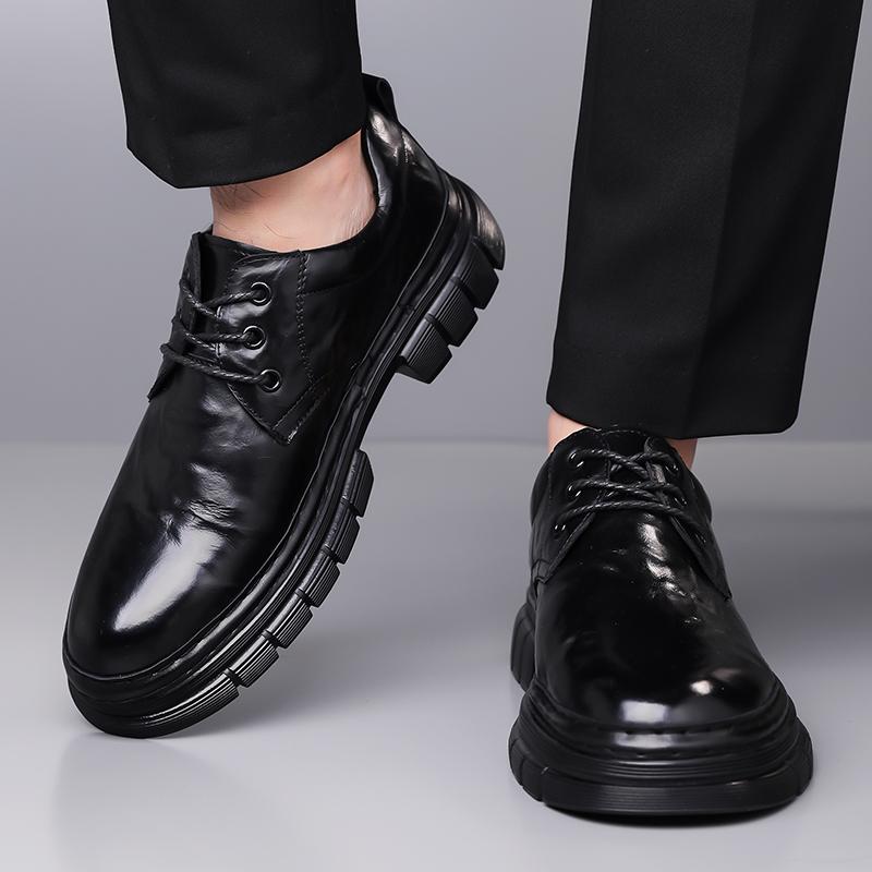 Luxury Brand Men's Leather Casual Shoes High-quality Sole Thick Sole Height Increasing Men's Workwear Shoes Daily Business Shoes