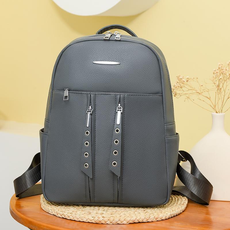 Jednobarevný dámský cestovní batoh na zip s velkou kapacitou