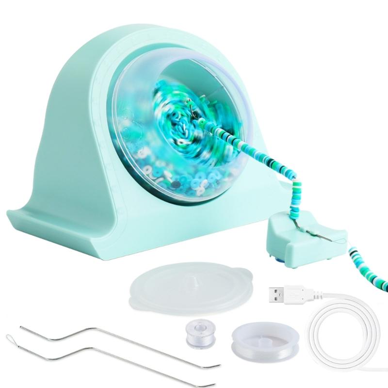 Automatic Clay Bead Spinner Bowl with Thread Beading Tool Bead Easy to Use Beads Stringing Machine DIY Crafters Supplies