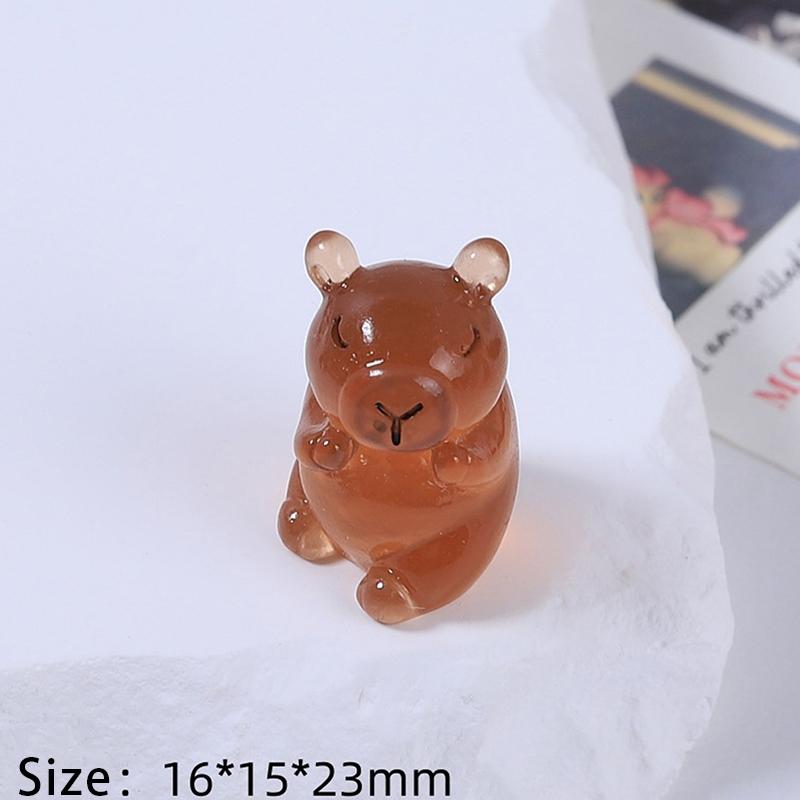 Luminous Mini Capybara Resin Miniature Figurine Glow At Night Fairy Garden Decoration Diy Ornament Cute Desk Decoration