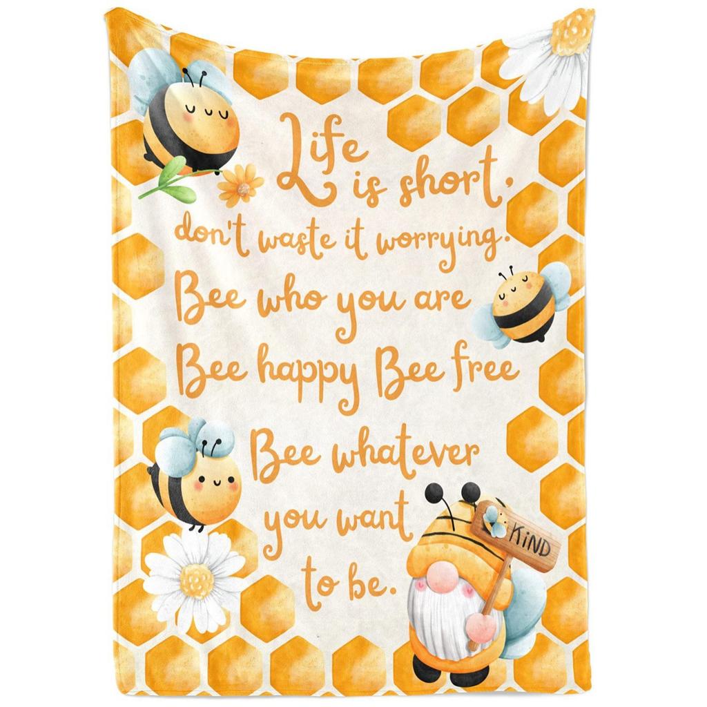 Flannel Blanket Nap Blanket Bee Printed Blanket Four Seasons Super Soft Office Blanket Sofa Blanket