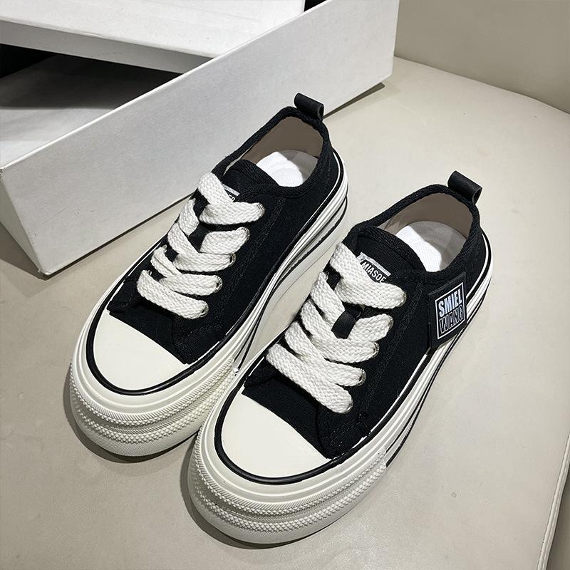 Canvas half slippers women's summer outer wear new high-end thick bottom heightened no heel lazy