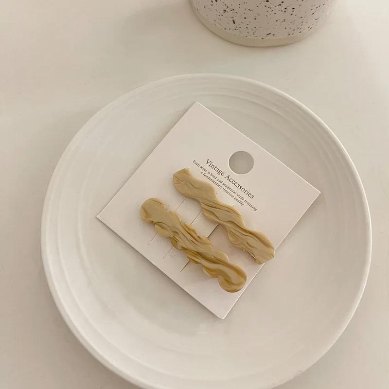 2pcs/set Acetate Hair Clips Pastel Color Wave Geometric Barrettes Women Hair Accessories Side Pins Hairpin