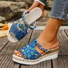 Mode Sommer Lässig Color Blocking Sandalen Damen Elegant Bequem Dicke Sohle Strandschuhe Gewebte Strohsandalen