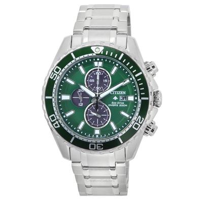 Męski zegarek Promaster Chronograf z zieloną tarczą Eco-Drive Divers CA0820-50X 200M